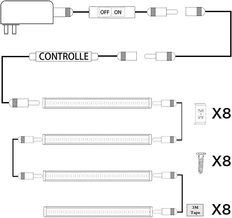 LED Under Cabinet Lighting Kit, LED Strip Light,Shelf Lights Direct Wire, 12V Dimmable Kitchen Light Bar Linkable