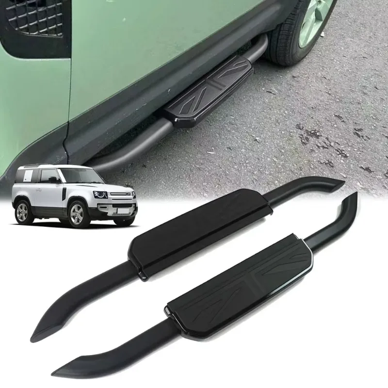 New Design Union Jack Car Body Parts Foot Pedal Side Steps Running Board for Land Rover Defender 90 2023