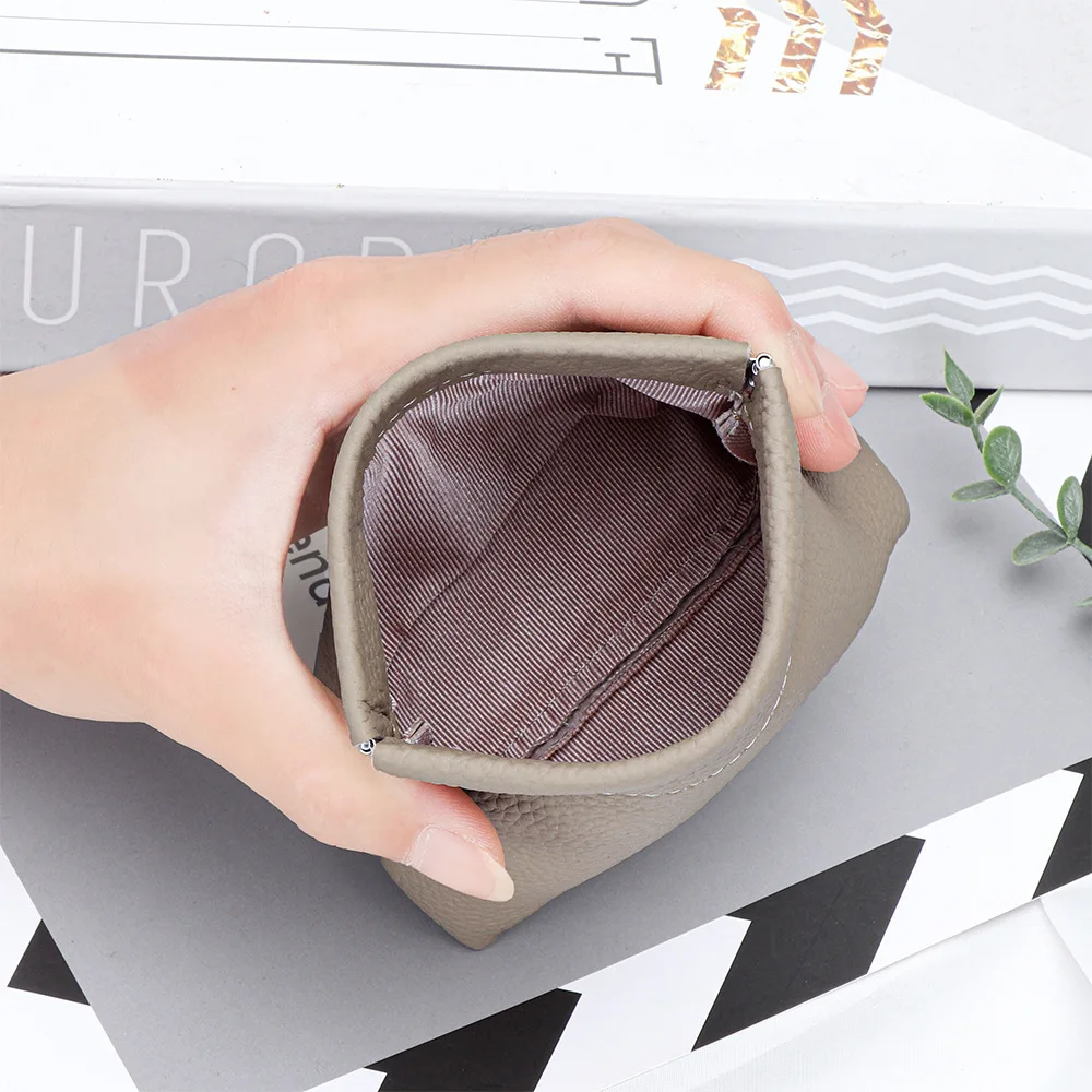 2025 New Genuine Leather Coin Purse Women First Layer of Cowhide Small Wallet Automatic Closure Purse For Cards Sundries