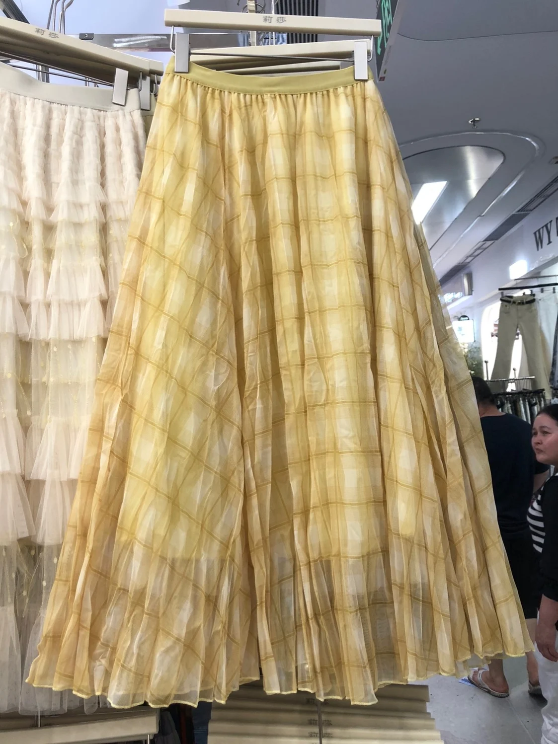 

Весенне-летняя женская юбка А-силуэта с клетчатым принтом, плиссированная, в пол, из полиэстера