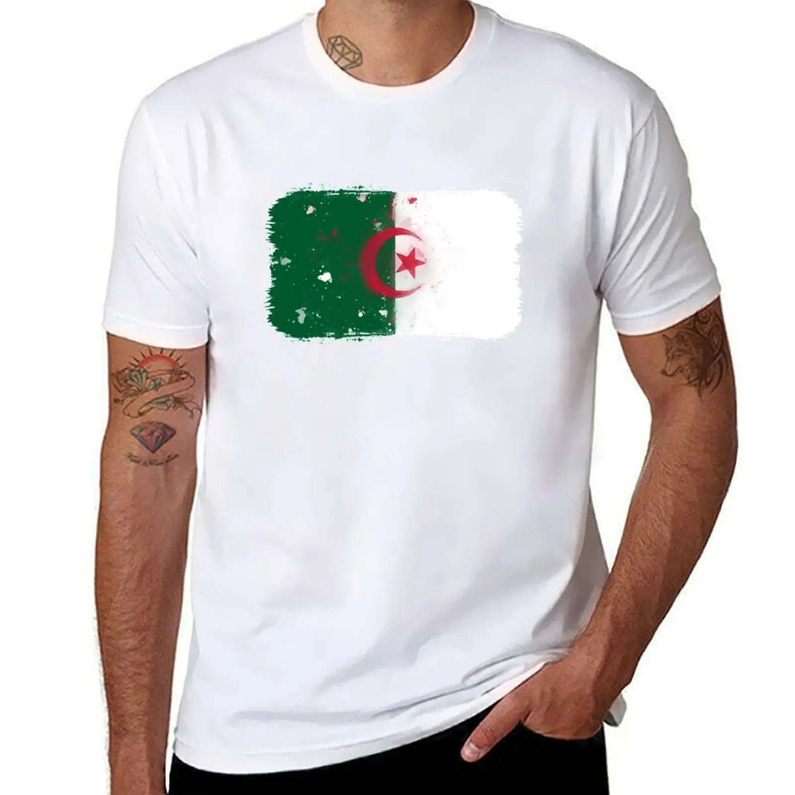 

Algeria Grunge Flag T-Shirt t shirt man plain t shirts for man cotton soft T-Shirt