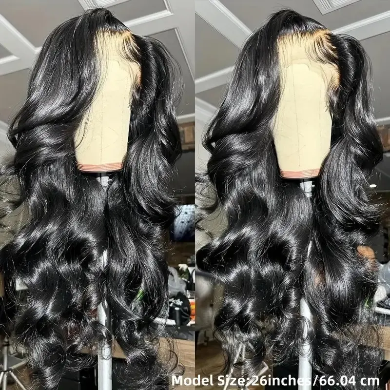 Natural Black 34 Inches 180 Density 13x6 Frontal Wigs 13x4 HD Lace Body Wave Wavy Glueless Pre Plucked For Women Hair wig