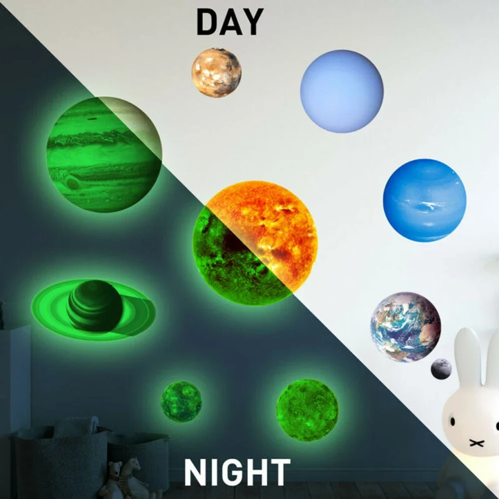 Decor Wall Stickers Kids Room DIY Decal Glow In The Dark Home Mouldproof PVC Solar System Accessories Practiacl