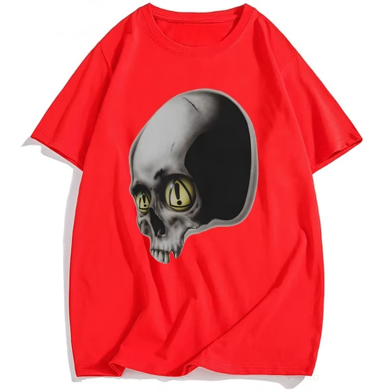 خطر الصيف الجمجمة المحملة نيت مغني الراب موضة الجرافيك تي شيرت القطن قصير الأكمام الجرونج تي شيرت للجنسين الشارع الشهير عادية تيز #2