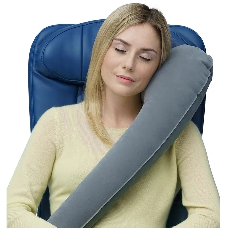 Almohada inflable imprescindible, cómoda y portátil, almohada inflable para coche, suministros de viaje, almohada para el cuello, almohada plegable portátil