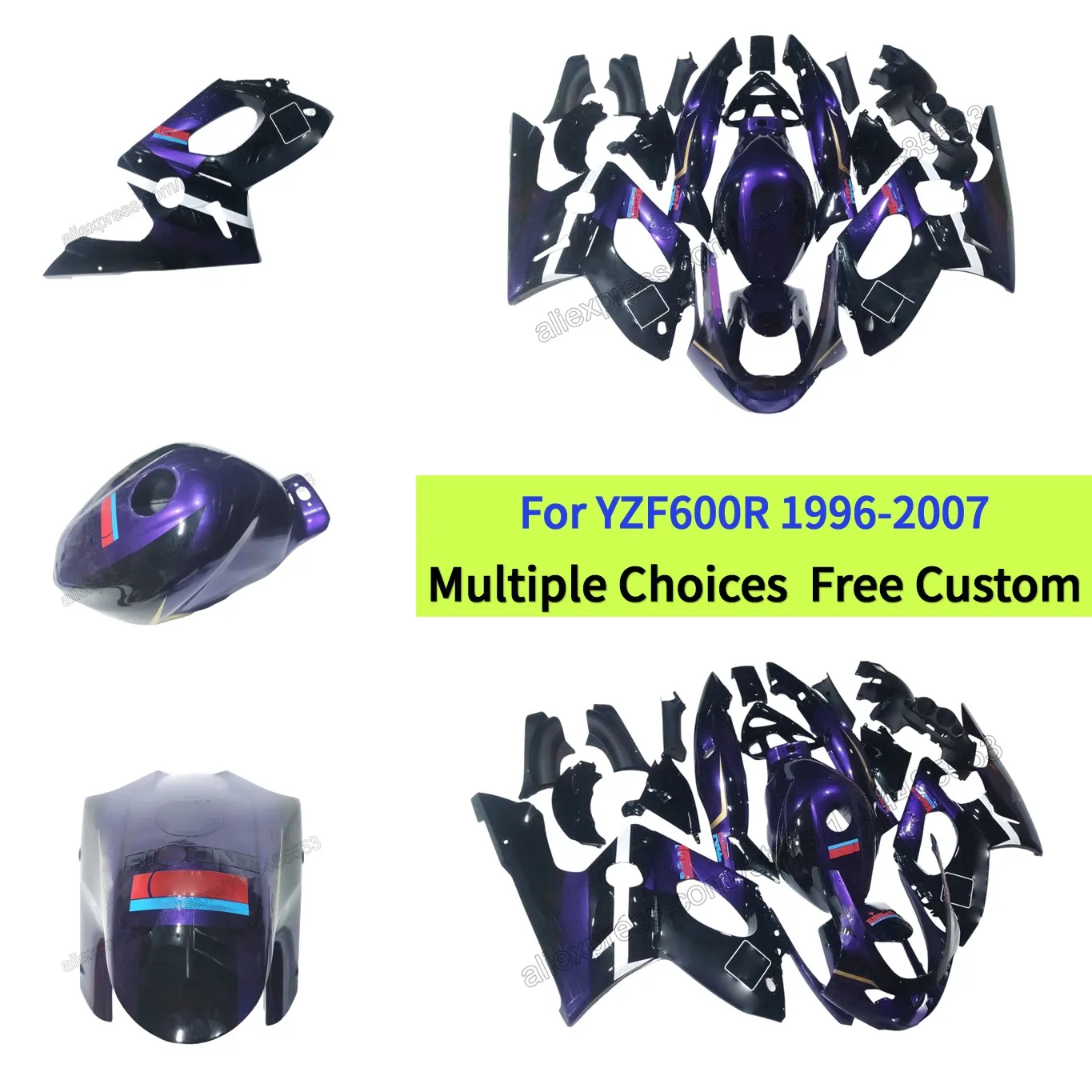

Fairing kit YZF600R 1996-2007 Purple Black Body kit for Yamaha Thunderace 4TV 96-07 Perfect Fit