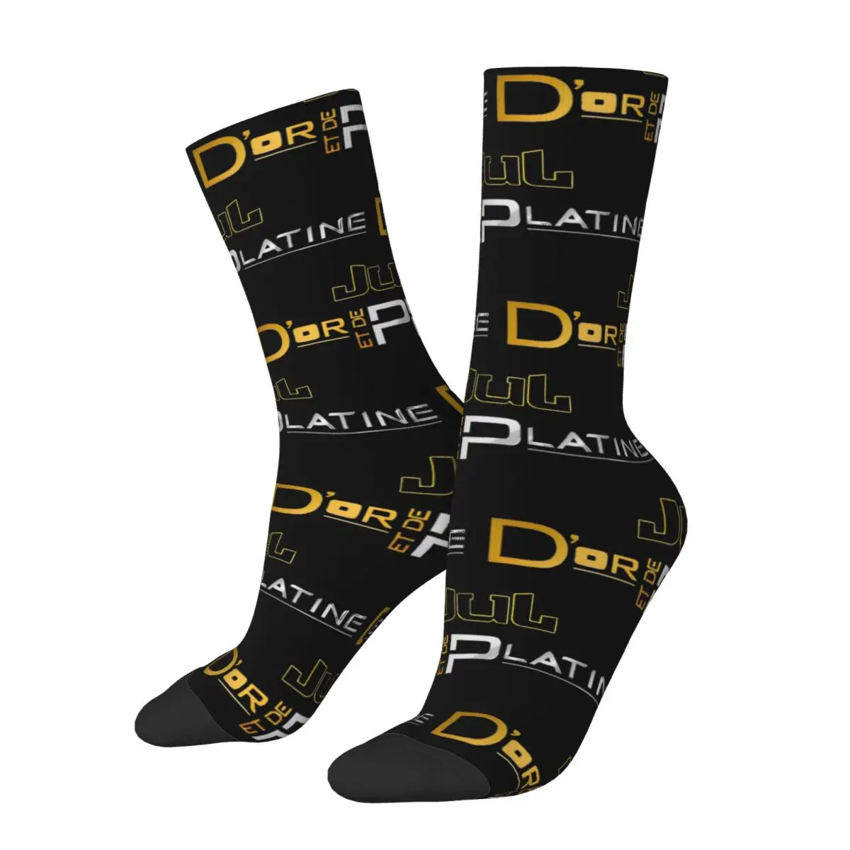 Harajuku Jul Gold And Platinum Rapper Football Socks Polyester Crew Socks for Unisex