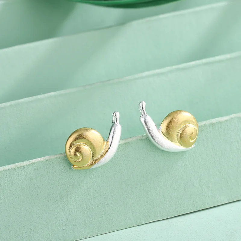 

925 Sterling Silver Snail Stud Earrings For Women Ladies Designer Fine Jewelry High Quality Items GaaBou Jewellery