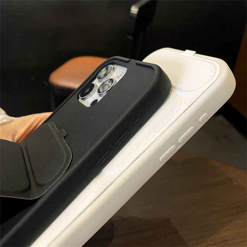 Couro completo flip dobrável suporte caso de telefone para iphone 1 12 13 14 15 pro max suporte criativo capa protetora macia pára-choques