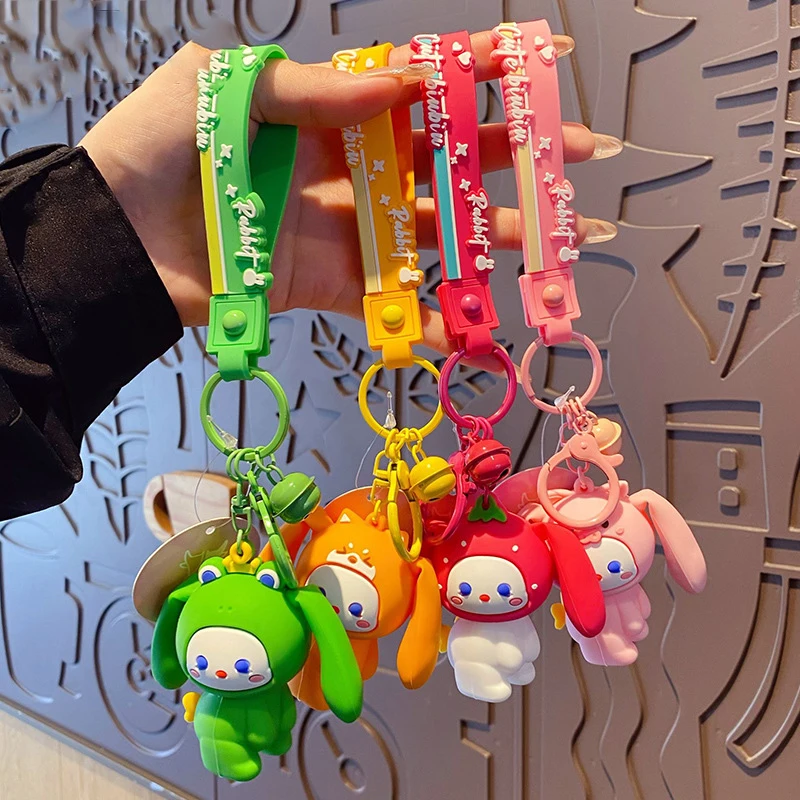 Creative Decompression Squeeze Belly Upright Ear Greedy Rabbit Key Chain Fashion Bag Pendant Keyring Cute Green Frog Keyfob Gift