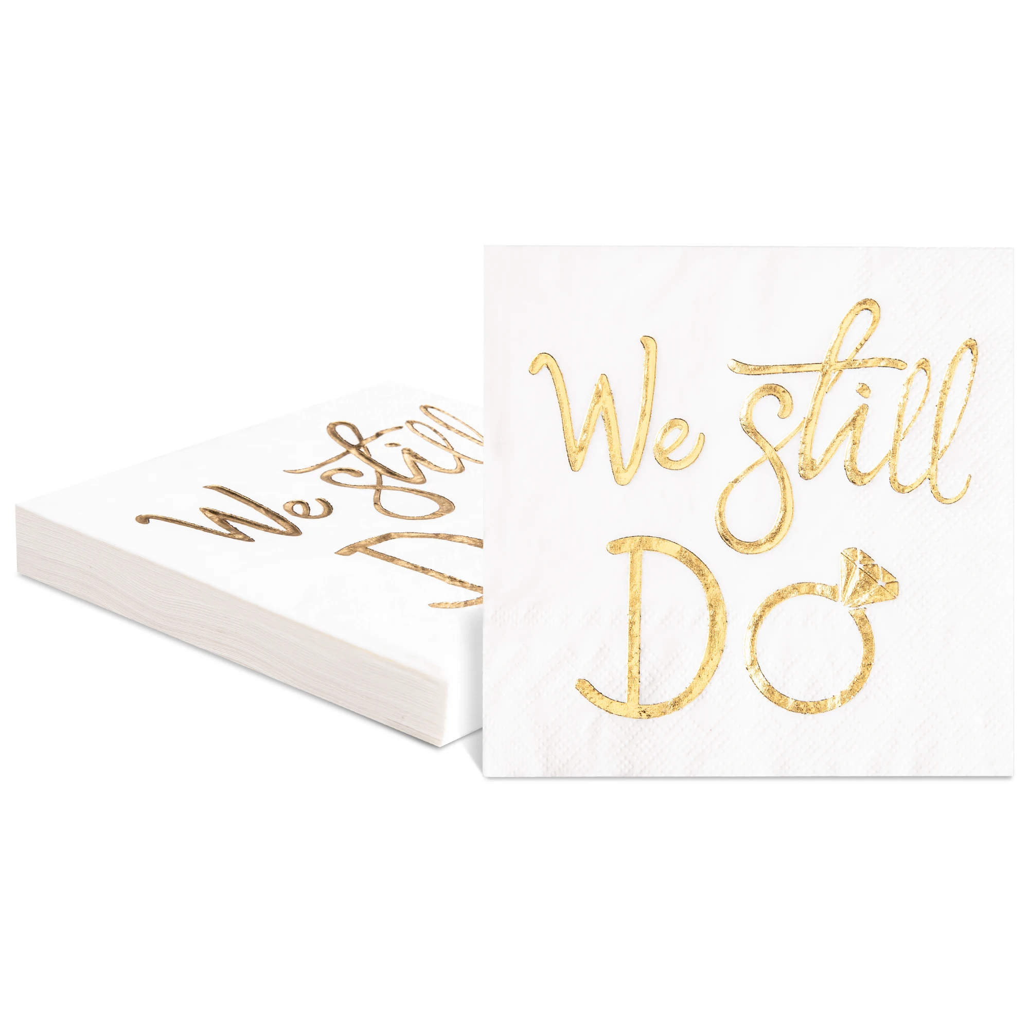 20Pcs We Still Do Gold Foil Beverage Napkins, Cocktail Elegant Napkin for Bachelorette Bridal Shower Wedding Party Supplies