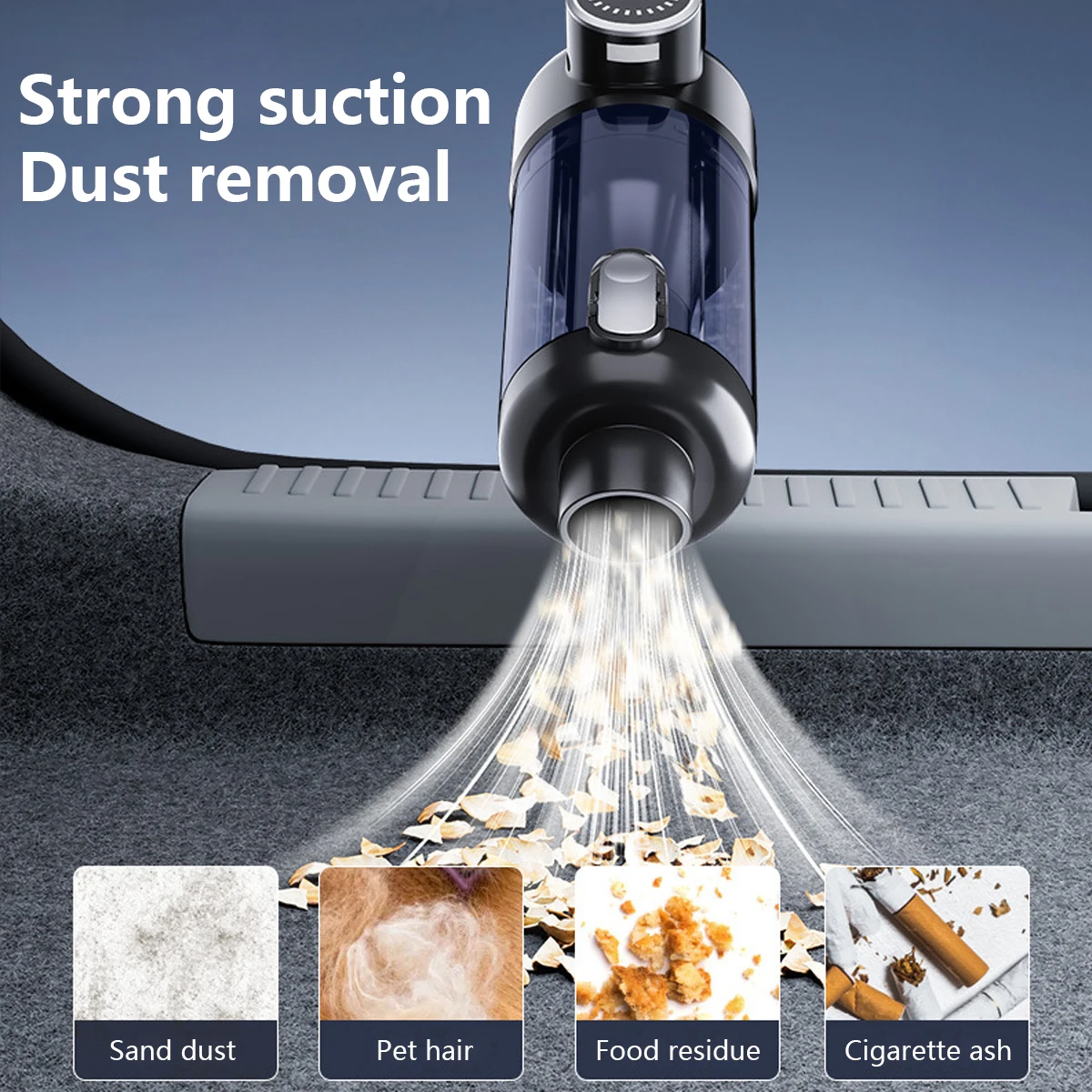 インテリジェントブラシレス掃除機、2段階TYPE-C充電式、車内外でダスト・灰の除去に。