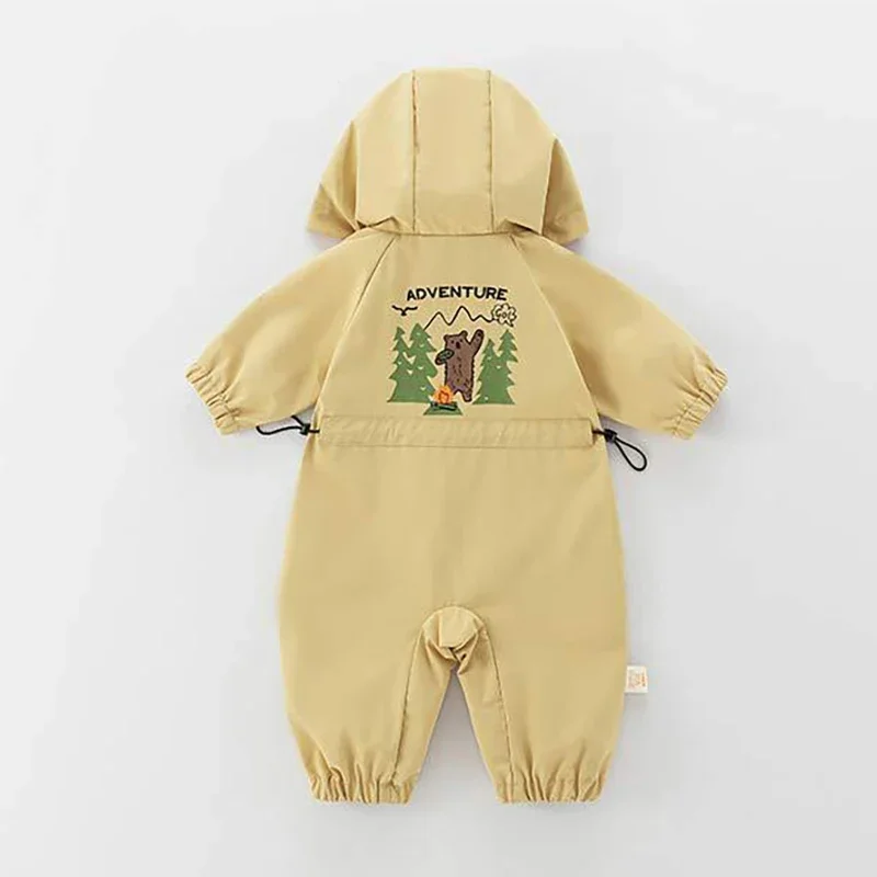 2024 Autumn Baby Clothing Outdoor Jacket 0-2Y Unisex Infant Casual Romper Double-layer Hooded Jumpsuit Toddler Windproof Outwear