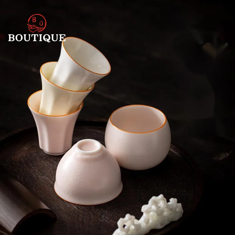 Jade Ru Kiln Ceramic Tea Cup Open Texture Tea Cups Can Be Raised Porcelain Tea Bowl Jingde Town Tea Cup Teacups Chinese Unusual