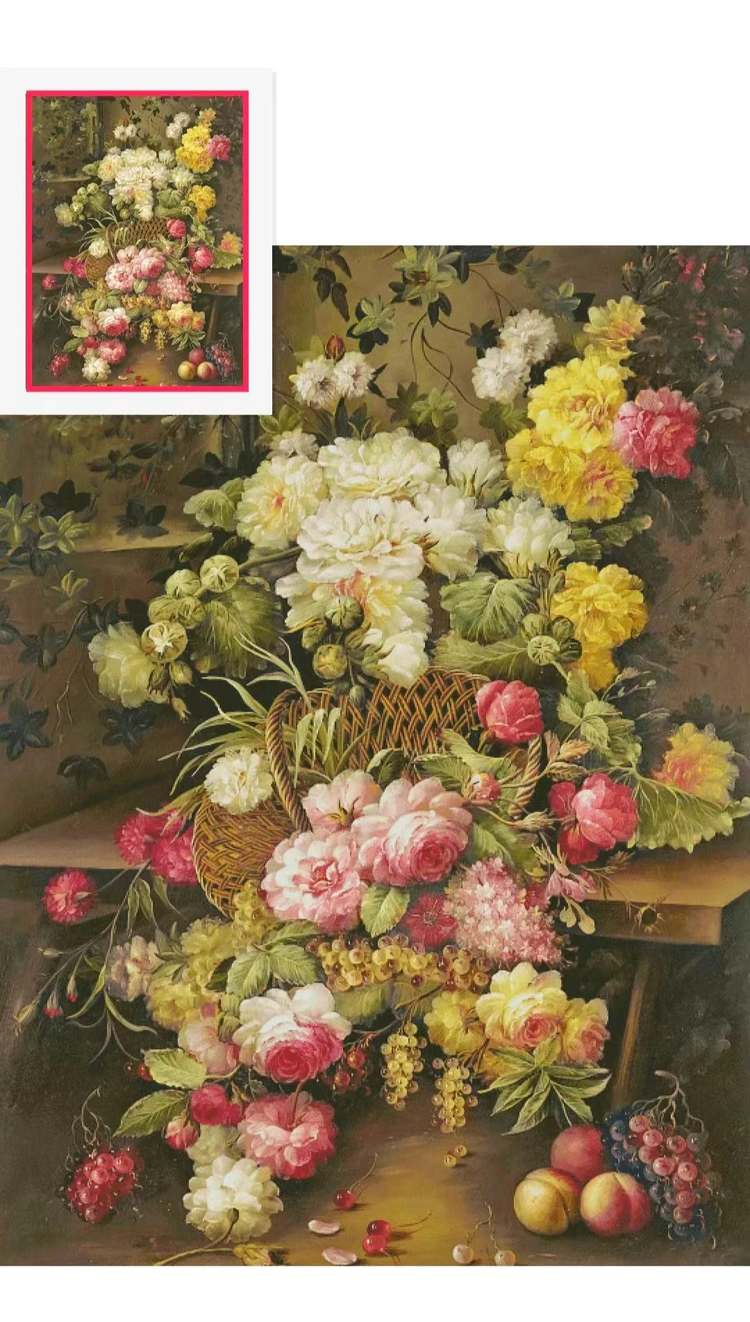 Still life Fruit Peony Flowers 14CT Unprinted Top Quality Cross Stitch Kits Embroidery Art DIY Handmade Needlework Home Decor