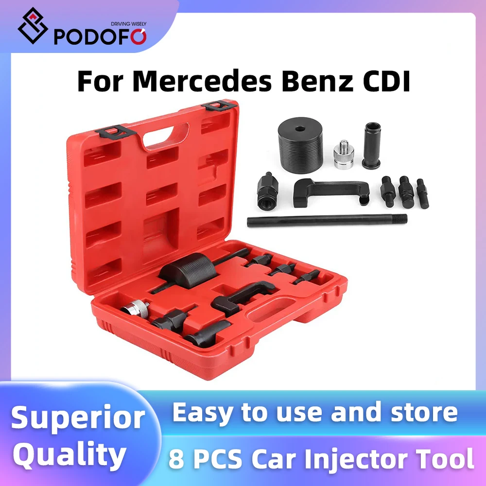 Podofo 8pcs Carbon Steel Construction Common Rail Injector Extractor Puller Set Car Injector Tool For Mercedes Benz CDI 611 612