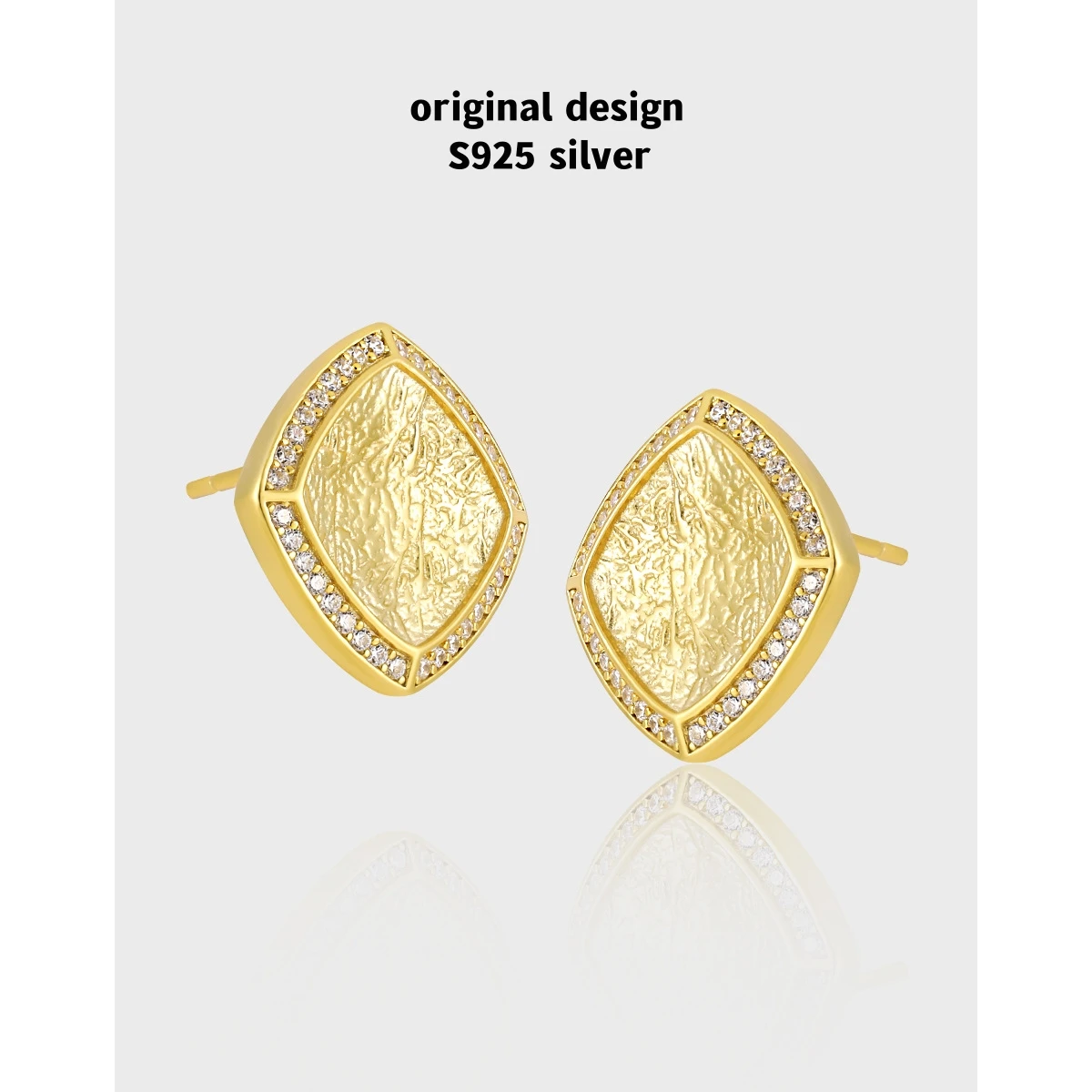 

Hot selling S925 sterling silver square inlaid edge diamond stud earrings for women luxury party fashion wedding jewelry