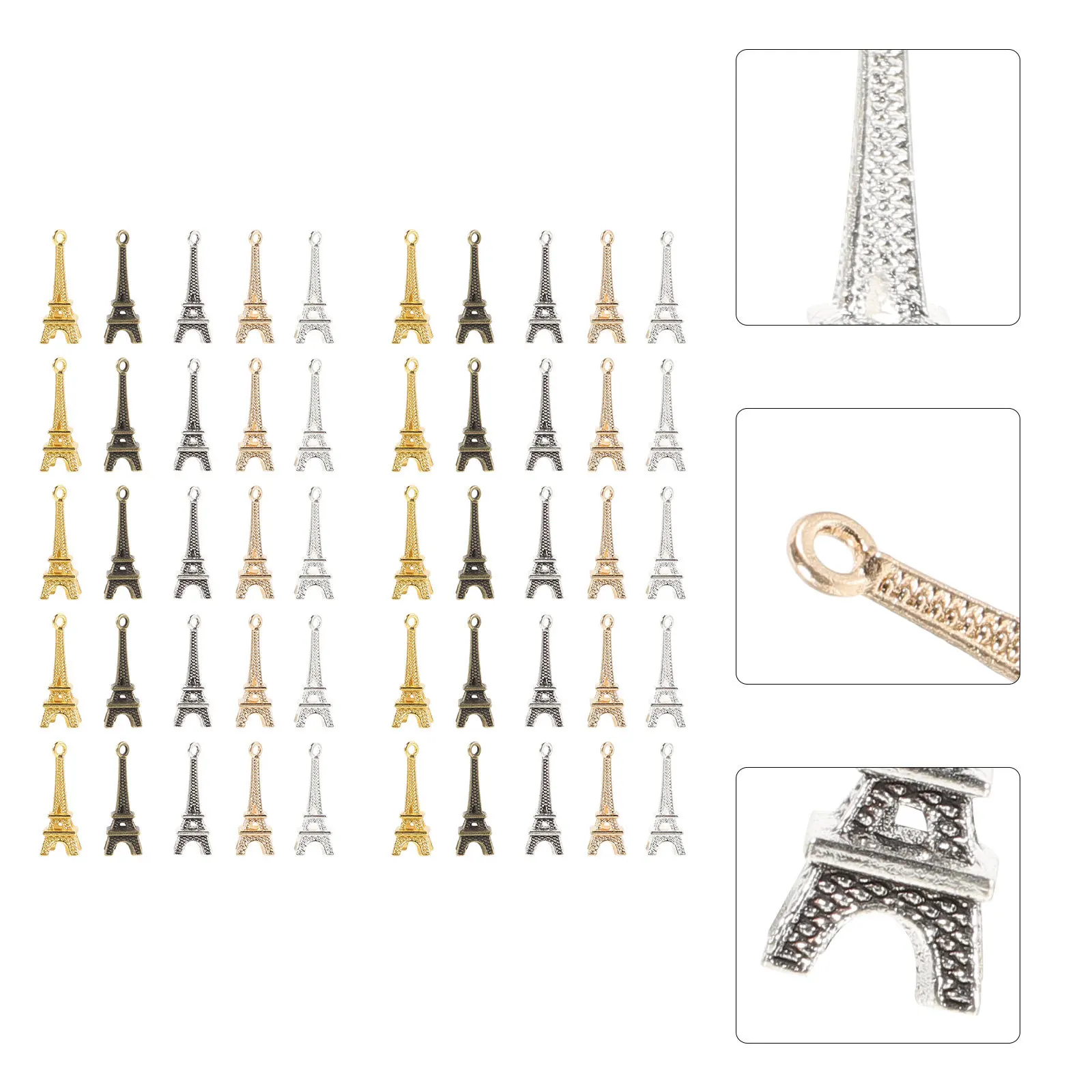 

60Pcs Alloy Eiffel Tower Hanging Pendant Keyring Pendant for DIY Necklace Bracelet Jewelry Accessories Mini Accessories Gifts