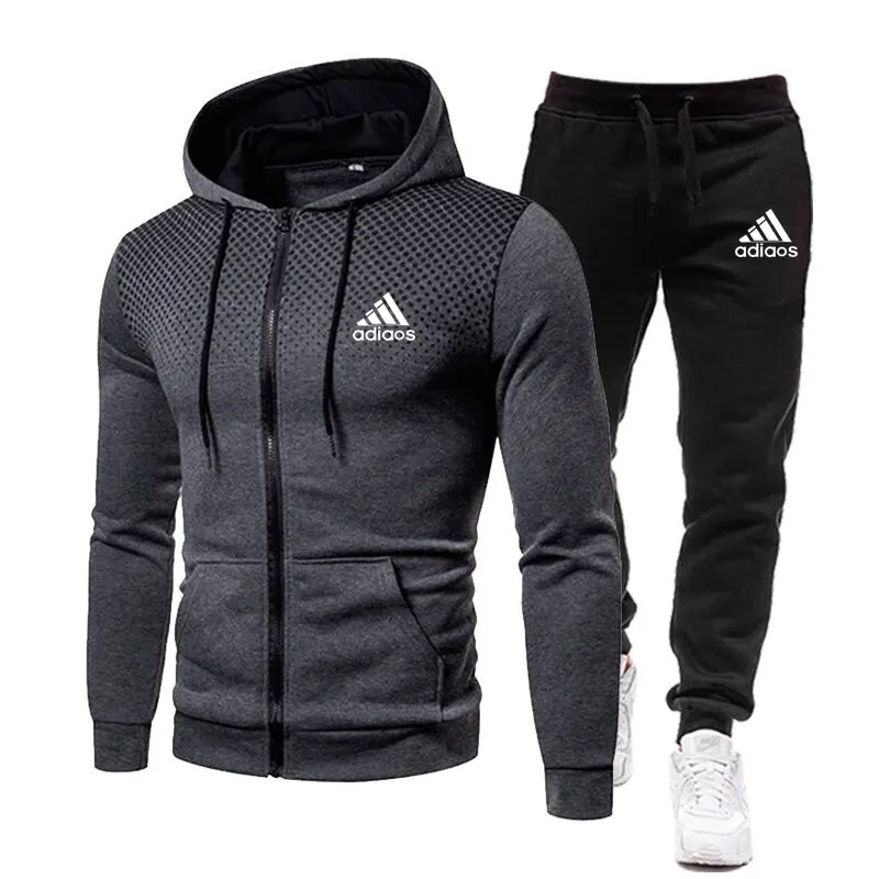 2024 Fashion Sportswear Plus Pants Sweatshirts Fleece Zipper Two Size Men\'s Set Hoodie FW22 Tracksuit Piece S-3XL