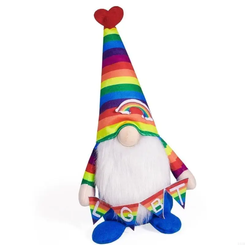581D レインボーフェスティバル ラブハート ノーム エルフ ぬいぐるみ 飾り ホリデーギフト用