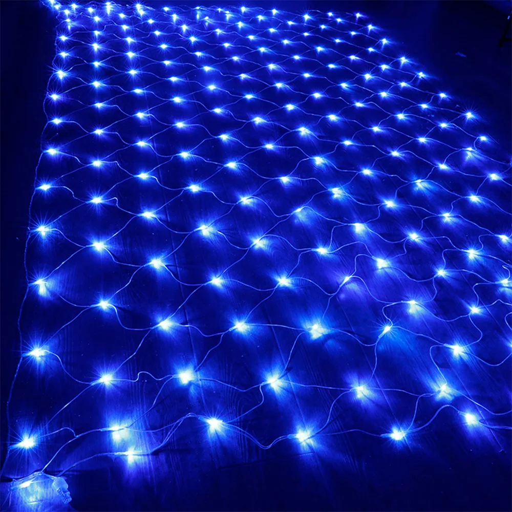 

Blue Solar LED Outdoor Waterproof Starry Camping Dinner Bar Christmas Halloween Decoration Atmosphere Remote Control Net Light