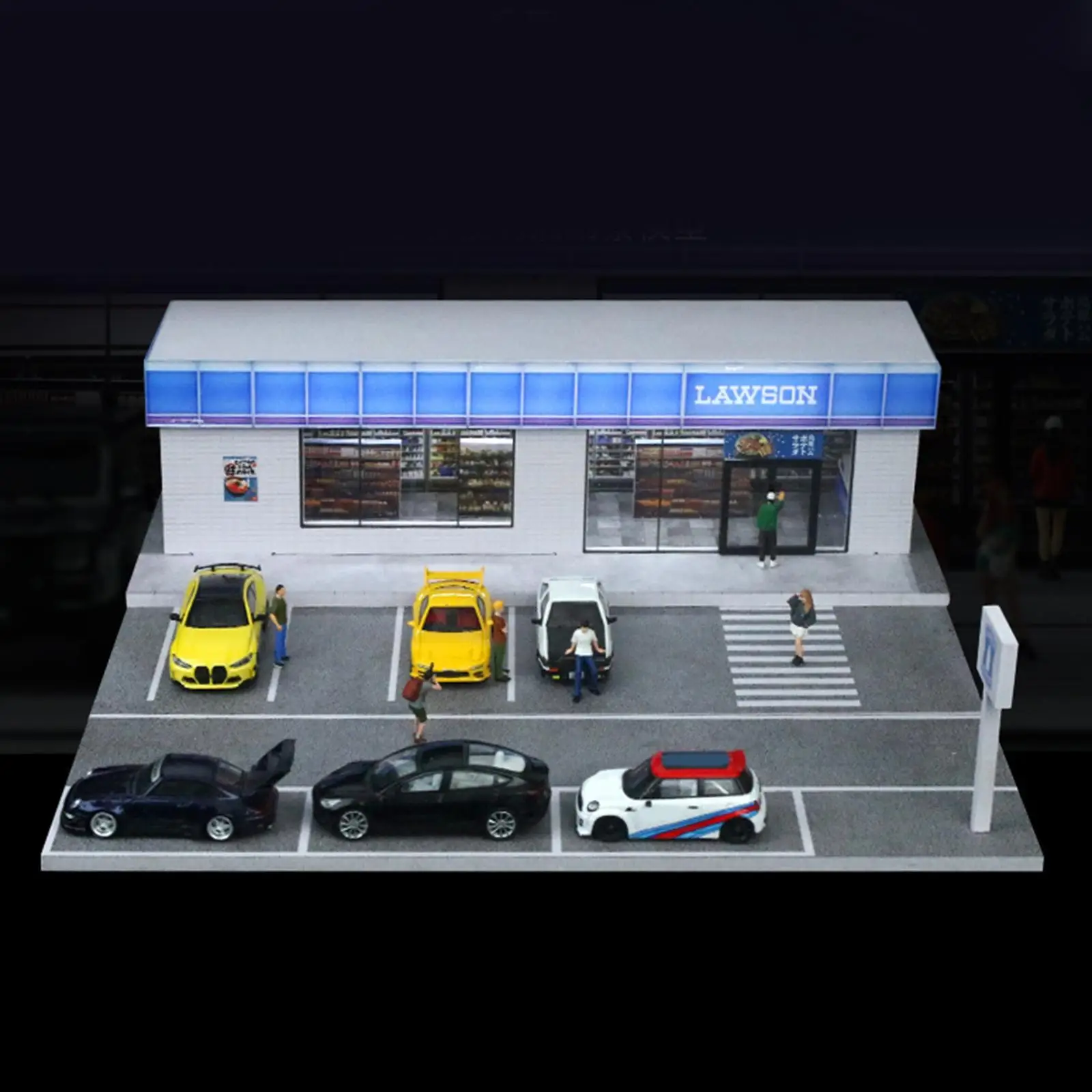 1/64 Scale Diecast Model Car Display Case Miniature Scene for Car Toys