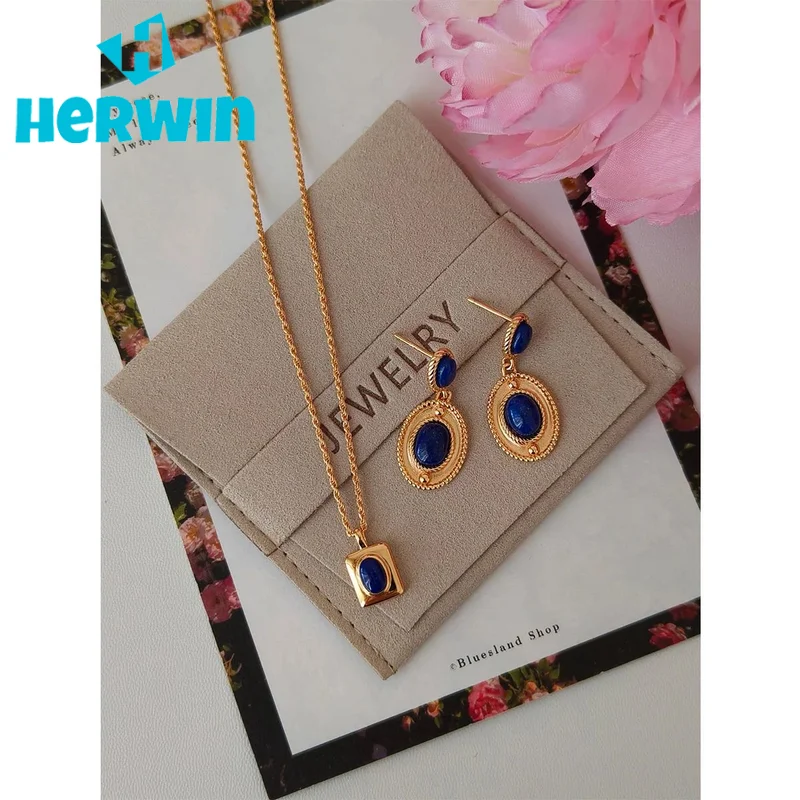 

NEW ​ Full Body S925 Pure Silver Plated With 18K Real Gold | Lapis Lazuli Earrings 100761