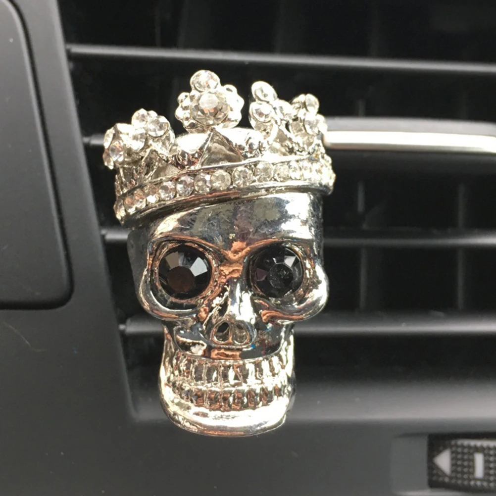 

1pc Fragrance Vent Clip Skull Shape Car Perfume Clamp Air Vent Decoration Car Interior Accessories For Automobiles Silver