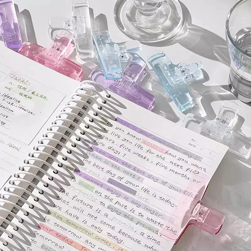 Kawaii Transparent Binder Clips File Documents Clips Notebook Paperclips Bookmarks Index Page Tickets Clamps Binding Supplies