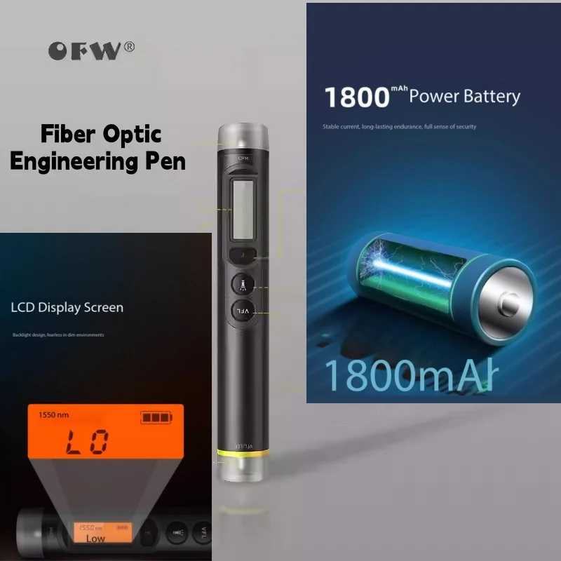 OFW Fiber Optic Engineering Pen Optical Power Meter Red Light Pen All in One Portable VFL Source Fiber Optic Tester Rechargeable