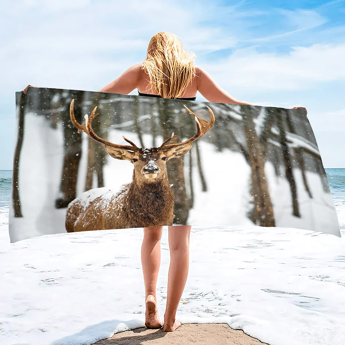 

Удобные банные полотенца для дикой природы Милый Мягкий Купальник милый олень для пляжа кемпинга большой размер без песка Быстросохнущий бассейн