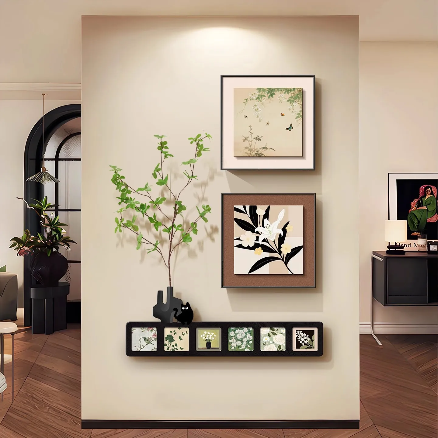 Medieval style entrance decorative painting retro art entrance corridor aisle combination mural entrance high-end painting