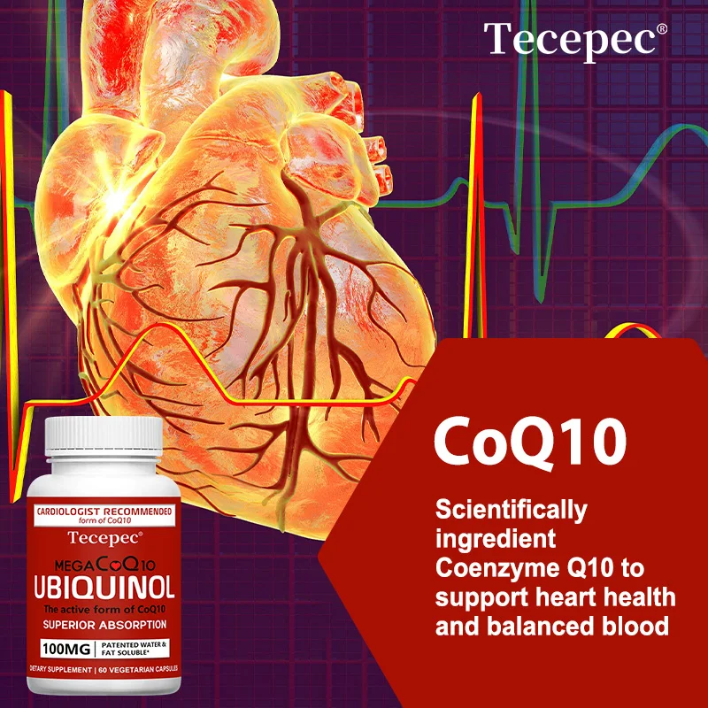 Mega Ubiquinol CoQ10, Highly Absorbed, Water-Soluble & Fat-Soluble Coenzyme Q10, Natural Antioxidant Supplement, Good for Heart