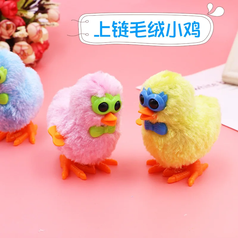 Wind Up Plush Chicken Hopping Funny Chicken Kids Educational Toy Clockwork Jumping Walking Chicks Toys Kids Gift