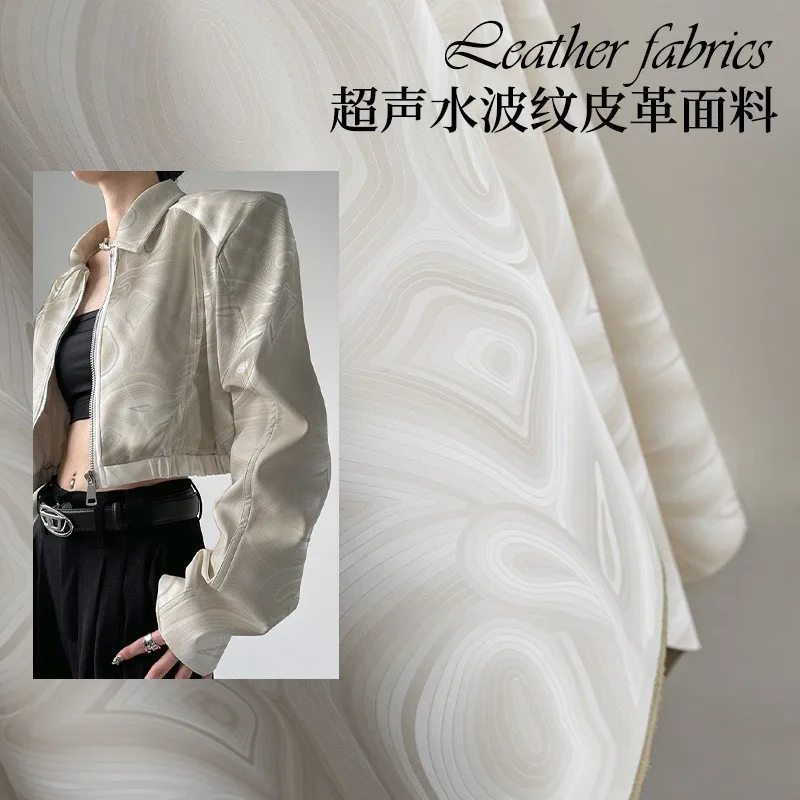 

White leather corrugated fabric gradient reflective anti-wrinkle for clothing designers