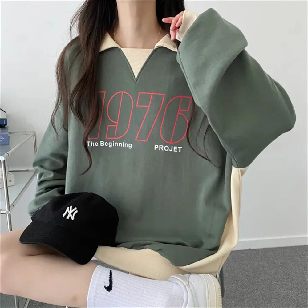 Koreanische Art Loose Fit Studenten jacke Top Herbst neue Frauen Fleece verdickt Sweatshirt übergroße trend ige Freizeit kleidung