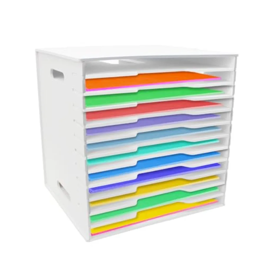 

Органайзер для бумаги Timisea12 Tier, белый, для скрапбукинга, для бумаги формата А4, стеллаж для хранения, органайзер для скрапбукинга для бумаги размером 13" X 13" X