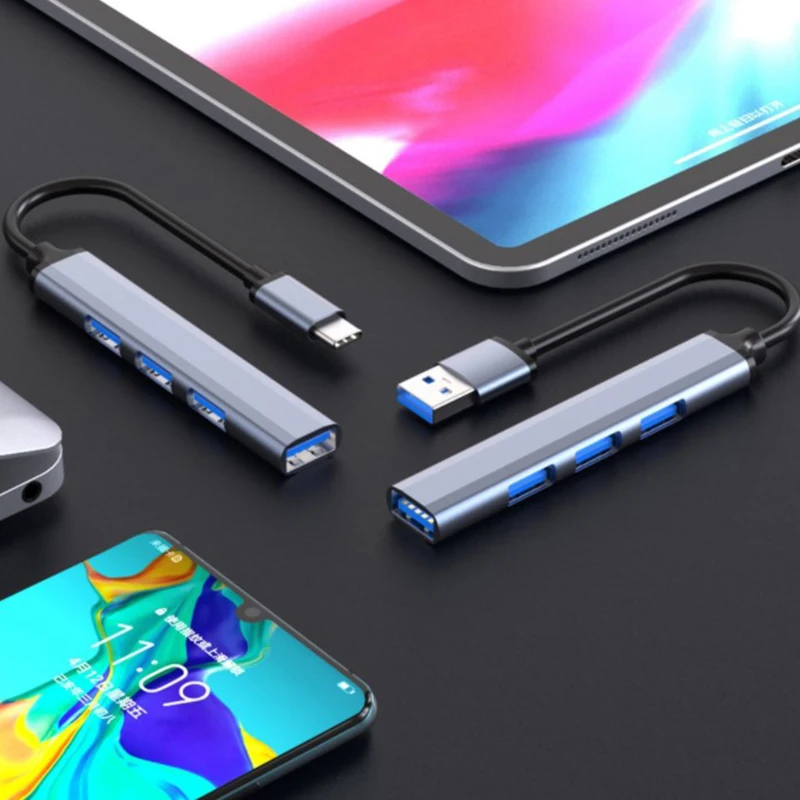 USB Splitter 4 Port USB 3.0 Hub Expander USB Adapter Station USB Hub 4 Ports Ultra Slim Data Type C Hub for Laptop Computer