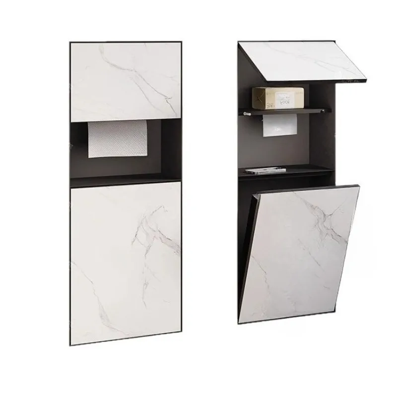 

Concealed stainless steel toilet trash can niche embedded paper towel toilet brush rack metal cabinet