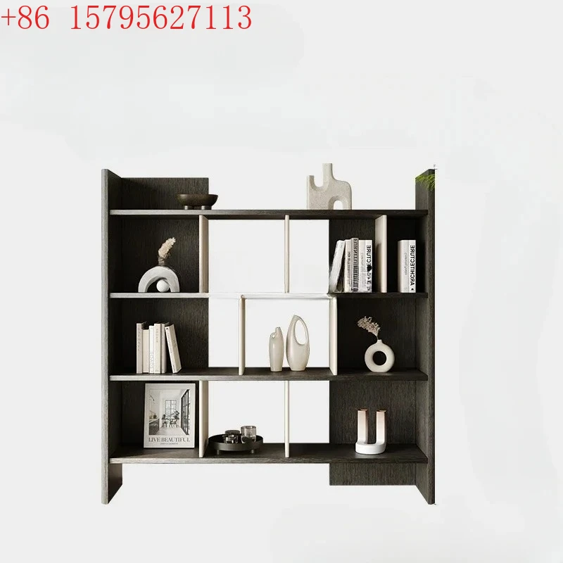 

A Italian minimalist bookcase bookshelf floor-to-ceiling shelf integrated wall removable leather solid wood bookcase