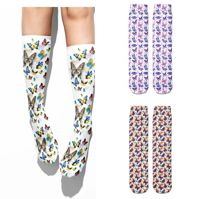 

Romantic butterfly 3D printed socks unisex colorful butterfly personality socks fashion fun and comfortable female Sokken