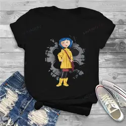 Classic Cotton Women's T Shirts Vintage Coraline Amazing Tees Short Sleeve Crewneck T-Shirt Summer Clothing