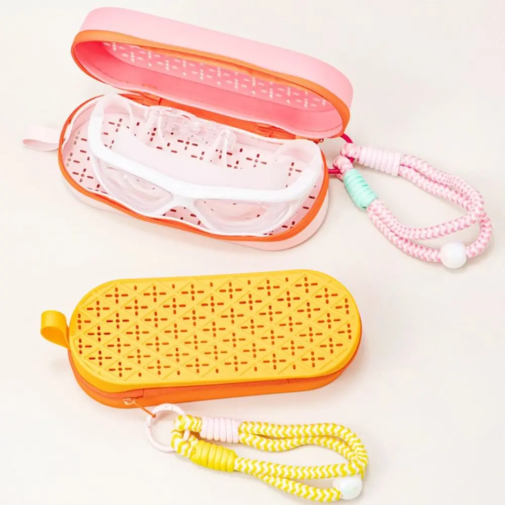 Portable Swimming Glasses Case Large Capacity Breathable Soft Glasses Protector with Handle Rope Waterproof