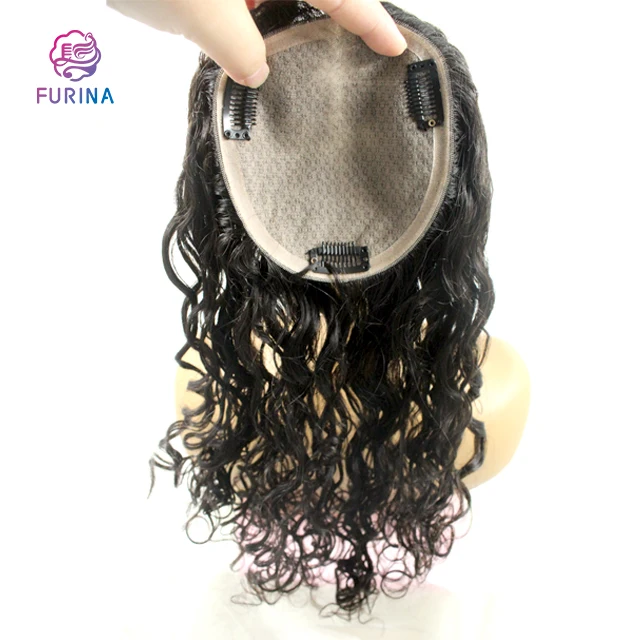FURINA Excellent Human Hair Topper 12*13 with Thinning Human Hair 16 INCH Water Wave Heavy Hair Topper for Women