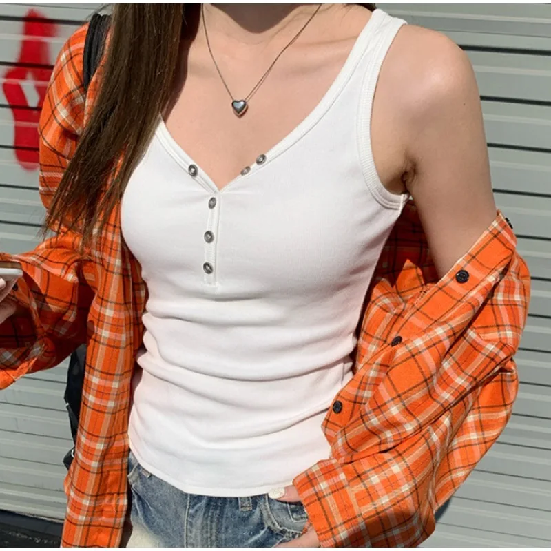 

V-Neck Strapless Vest Women's plus Size Slim Fit Top for All Seasons Casual Outdoor Sports Home Office