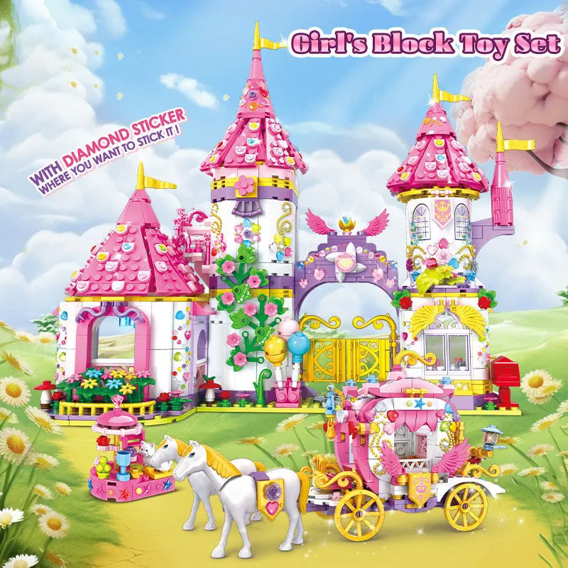 

MOC Замок для девочек, строительные игрушки принцессы-Дом мечты для девочек, игровые наборы 5-в-1 с замком, фэнтезийный подарок для детей, 1406 шт.