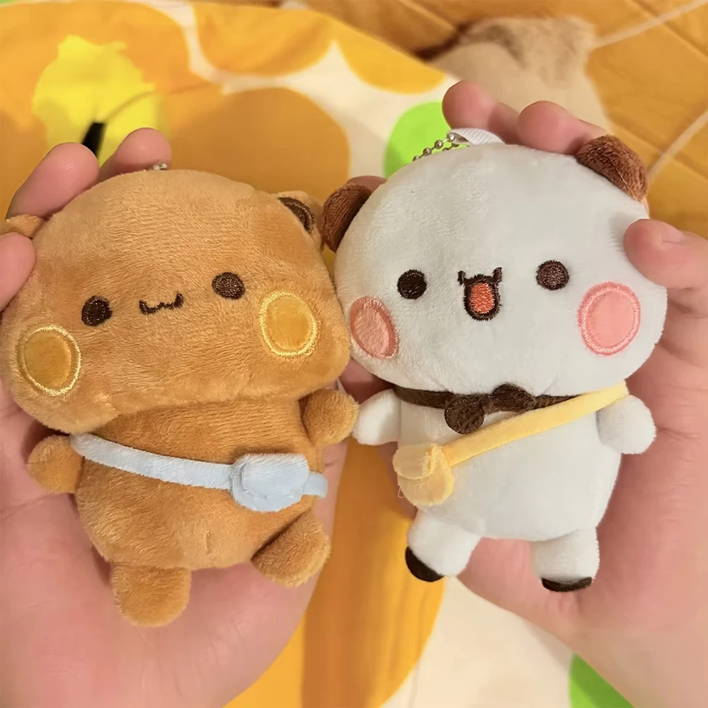 1/2Pcs Neue Panda Bubu und Yier Plüsch Anhänger Schlüsselbund Puppen Niedlichen Cartoon Panda Bär Schlüssel Ring Rucksack anhänger Paar Geschenke