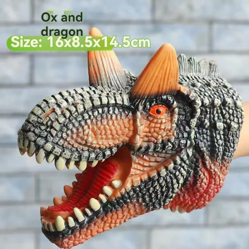 Dinosaur Hand Puppet Gloves Soft Glue Triceratops Tyrannosaurus Rex Children Simulation Animal Model Fighting Pet Toy