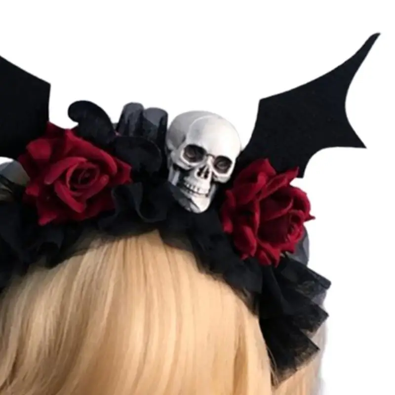652F Halloweenowa opaska do włosów z welonem Ciemna Kwiatowa opaska na głowę Party Akcesoria Cosplay