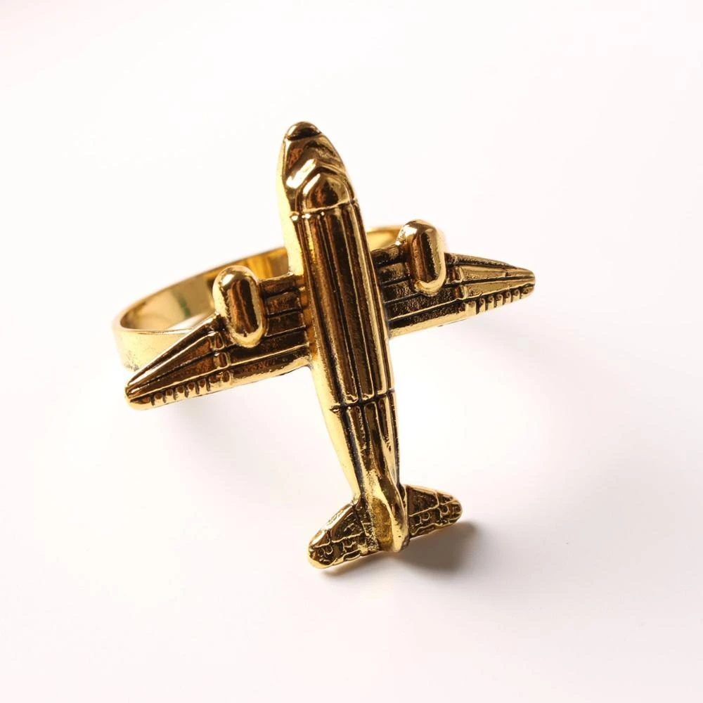 12PCS Modern aircraft napkin ring transportation napkin ring hotel set table alloy napkin buckle wedding supplies Bar accessory